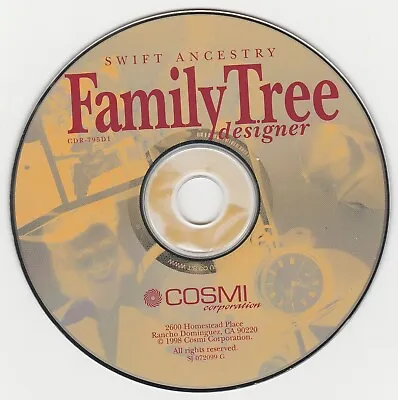 Swift Ancestry Family Tree Designer PC CD Rom XP Compatible Windows 98 NOT 10 • £2.99