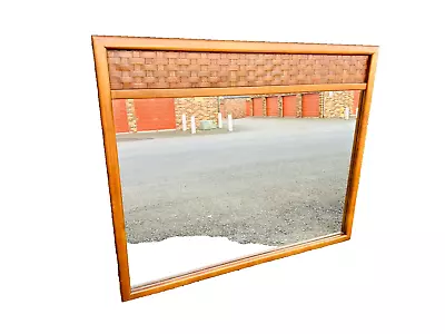 Beautiful Vintage Mid Century Modern MCM Solid Walnut Wall Mirror 46  X 38  • $499.95