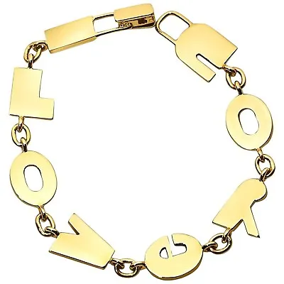 I Love You Bracelet Valentine Gift For Her  14K Yellow Gold-Plated 925 Silver • $315.30