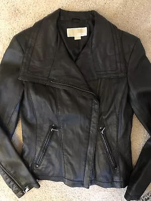 Michael Kors Women's Black Genuine Leather Motorcycle Jacket Size Small • $16.20