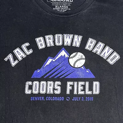 Zac Brown Band T-Shirt Coors Field Denver CO 2015 Double Sided Black Size XL • $16.99