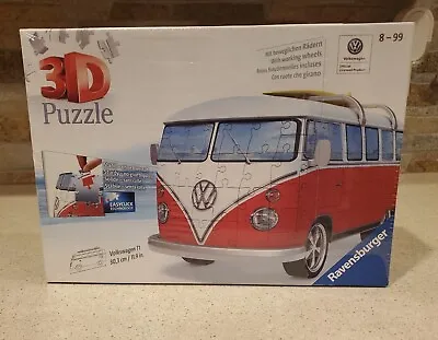 Ravensburger Puzzle 3D Volkswagen VW Bus Red T1 Surfer Edition 187 Pieces • $15