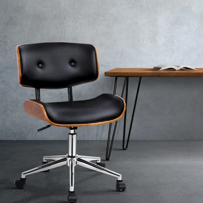$151.95 • Buy Office Chair Stylish PU Leather Wooden Seat Base Gas Lift  Height Adjustable