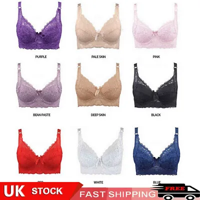 UK STOCK Women's Adjustable Full Coverage Lace Bra Padding Underwired Plus Size • £5.99