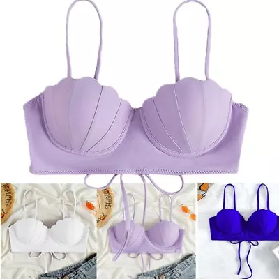 Women Mermaid Seashell Bra Adjustable Straps Camisole Lace-up Bra Top Bralette • $5.63