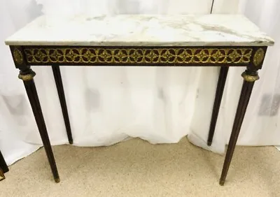 BEAUTIFUL 20th CENTURY LOUIS XVI FRENCH MARBLE TOPPED CONSOLE TABLE • £425