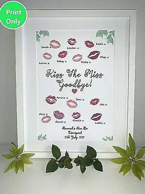 Hen Party Game Accessories Kiss The Miss Goodbye Botanical Personalised Keepsake • £4.29