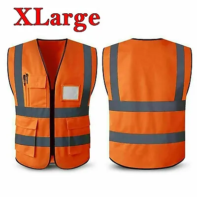 Hi Vis Viz Visibility Vest Reflective High Safety With Pockets ID Waistcoat UK • £5.99