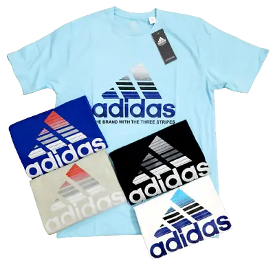 Men ADIDAS Cotton Short Sleeve T-shirt 5 Colors  Size S To XXL BNWT • £12.49