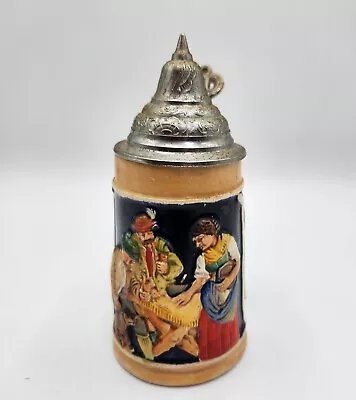 Vintage Lustig Lied / Froh Gemiit Made W Germany Mini Beer Stein W/pewter Lid • $14.95