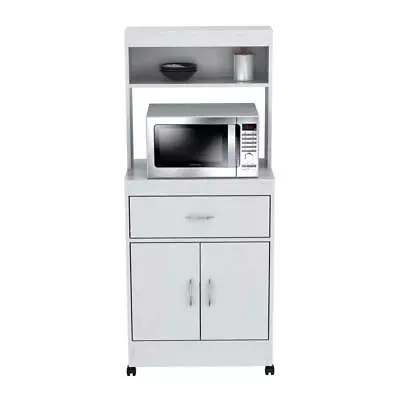 Inval Storage Cabinet 54.13 X23.62 X15.75  White Laminate Microwave W/2 Shelves • $209.90