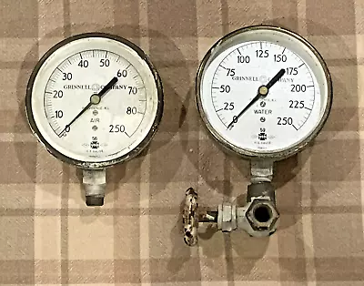 Grinnell Co Brass Water #59 & Pneumatic Air Pressure #56 Gauge USG Providence RI • $29.99