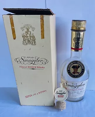 OLD SMUGGLER Scotch Whiskey VINTAGE Large Glass Bottle W Pourer + Box 43cm • $149.94