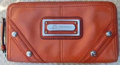 B. Makowsky Designer ORANGE Ultra-Soft Leather Zip-Around Wallet EUC • $48