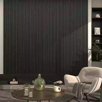 BLACK Slat MDF Decorative 3D Wall Panels Wood Paneling Packs 2400mm X 600mm • £274.99