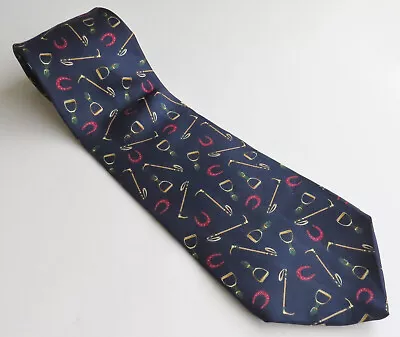 SILK TIE Tommy Hilfiger HORSESHOE RIDING CROP Stirrup Equestrian Horse NECKTIE • $10