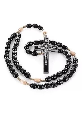 Italian Rosary Blessed By Pope Francis Vatican Rome Holy Father Medal Black • $19.46
