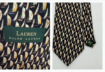 Ralph Lauren LRL Men's Silk Tie Sailing Yacht Sailboat Print Blue Multicolor • $24.99