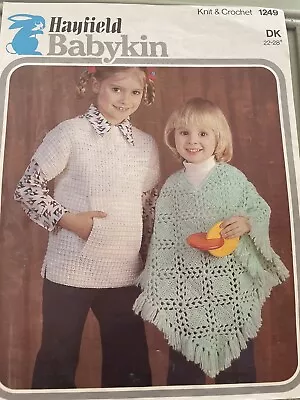 Knitting Crochet Pattern - Childs Knitted Tabard; Crochet Poncho 22-28  DK • £1.90