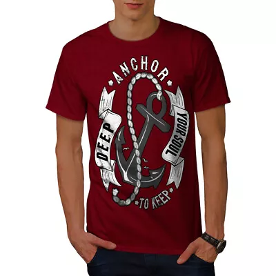 Wellcoda Anchor Your Soul Slogan Mens T-shirt Deep Graphic Design Printed Tee • £16.99