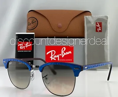 Rayban Clubmaster RB3016 Sunglasses 1310/32 Wrinkled Blue Light Grey Gradient • $98.99