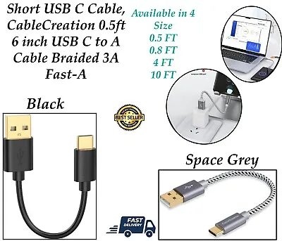 $9.60 • Buy Short USB C Cable 6 Inch, Cable Creation Short USB To USB C Cable 3A Fast Charge