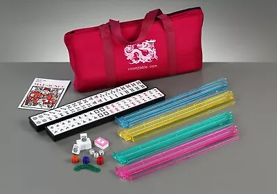 American Mahjong Set In Burgundy Bag 4 Color Pushers / Racks Western Mahjongg  • $52.99