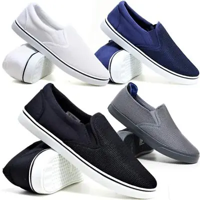 Mens Slip On Casual Canvas Espadrilles Deck Plimsolls Trainers Pumps Shoe Size • £14.95