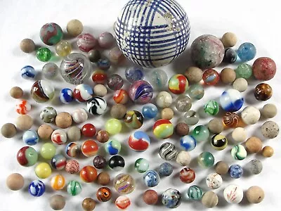 Big Lot Of Vintage & Antique Marbles. European Hand Made Clay Akro Agate... • $51
