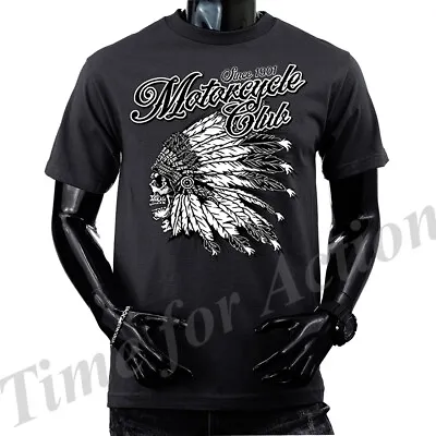 Motorcycle Club Feathered Skull Headdress Graphic T-shirt X-Large • $10.99