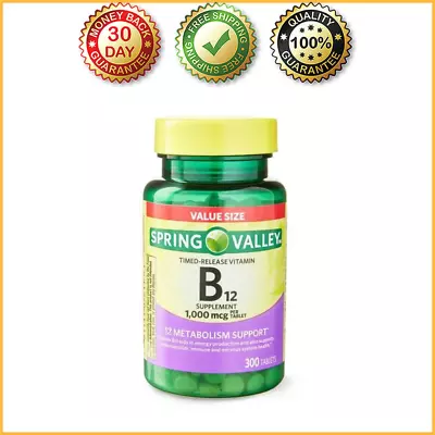 Spring Valley Vitamin B12 1000 Mcg Timed Release Tablets 300 Count New • $10.99