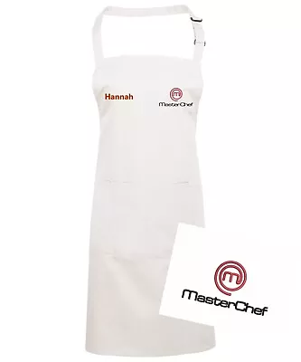 Masterchef Embroidered Cotton Apron- Personalised With Your Name With Pocket • £14.99