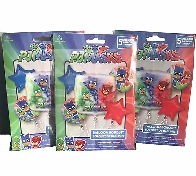 Lot / Bundle 3 Pkgs * Disney PJ Masks Party Balloon Bouquet 5 Piece Bouquets NEW • $18.95