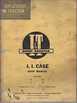 J.I. Case Tractor IT Shop Repair Manual D LA S VA • $12