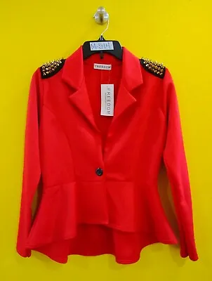 $11.88 • Buy Freedom Red 1 Button Closure With Gold Shoulder  Design Jacket Womens  - S/m