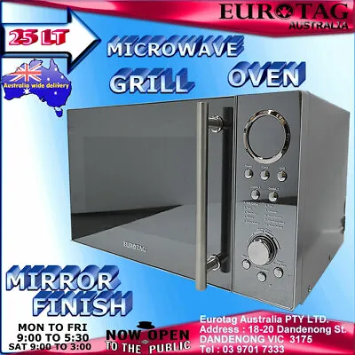 EUROTAG 25L S.STEEL DIGITAL MICROWAVE OVEN 1400W Quartz Grill Mirror Finish $$$$ • $159