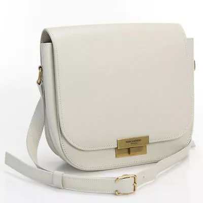 SAINT LAURENT 532985 0U90W Diagonal Brand Shoulder Bag Cross Body Leather White • $1037.36