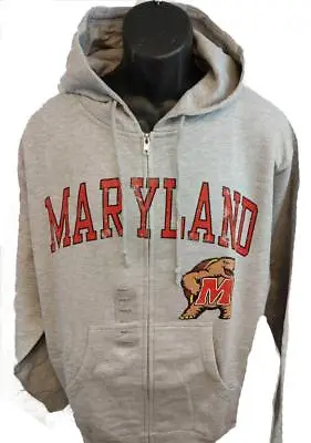 New Maryland Terrapins Mens Sizes M-L-XL Gray Full-Zip Hoodie Jacket • $20.99