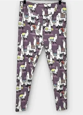 TC Lularoe Tall & Curvy Leggings Animal Print Llama Spanish NEW • $14.99