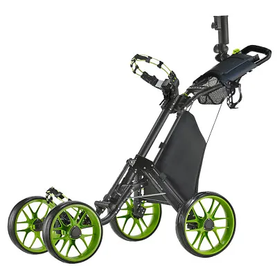 CaddyTek CaddyCruiser ONE Pro Folding 4 Wheel Golf Buggy / Push Cart - Lime • $239