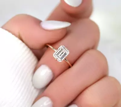 1.75 Ct Emerald Cut Simulated Diamond Ring Classic Ring Personal Gift For Woman • $85