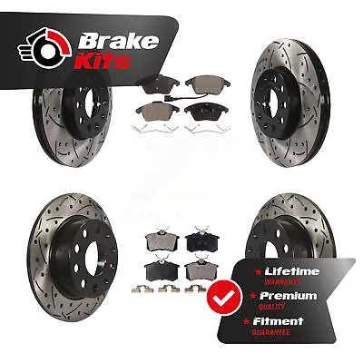 Front Rear Coat Drill Slot Disc Brake Rotors Semi-Metallic Pad Kit For 1.8L 1.4L • $195.52