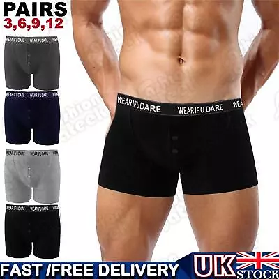 3 6 9 12 Pairs Mens Boxer Shorts Elasticated Waist Band Hipster Brief Underwear • £7.45