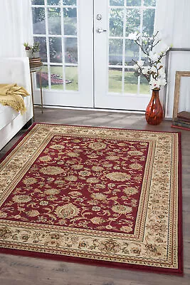 Red Scrolls Border Flower Floral Area Rug 4720 - Aprx 5' 3  X 7' 3  • $151