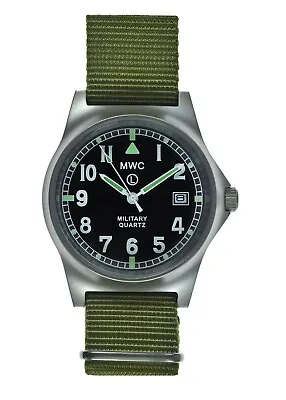 MWC G10LM Military Watch 50m Date Window Screw Case Back Olive Strap • $99.95