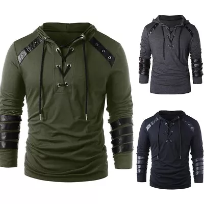 Men's Medieval Court Fashion Sweatshirts Vintage Hoodies Gray/Black/Army Green • $53.11
