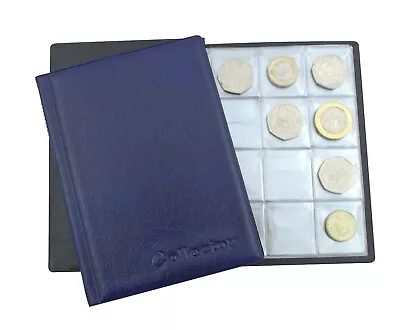 Best Highest Quality Coin Album For 96 COINS 50p £1 £2 FOLDER BOOK Blue • £6.49