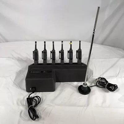 Vintage Motorola NLN7177A 6-Station Battery Charger W/ 6 Motorola EXPO Radios • $119.99