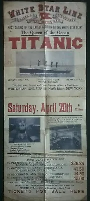£8.80 • Buy Titanic Poster , 20th April 1912 , White Star Line ,  Sailing Pier 59 New York