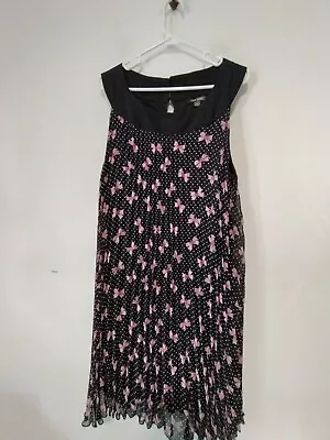 Voir Voir Women's Size 18 Sleeveless Dress Black With Pink Bows • $12.99